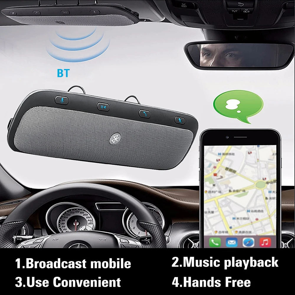 Многофункциональный Bluetooth беспроводной Автомобильный громкоговоритель многоточечный динамик телефон MP3 музыкальный плеер динамик козырек зажим с автомобильным зарядным устройством