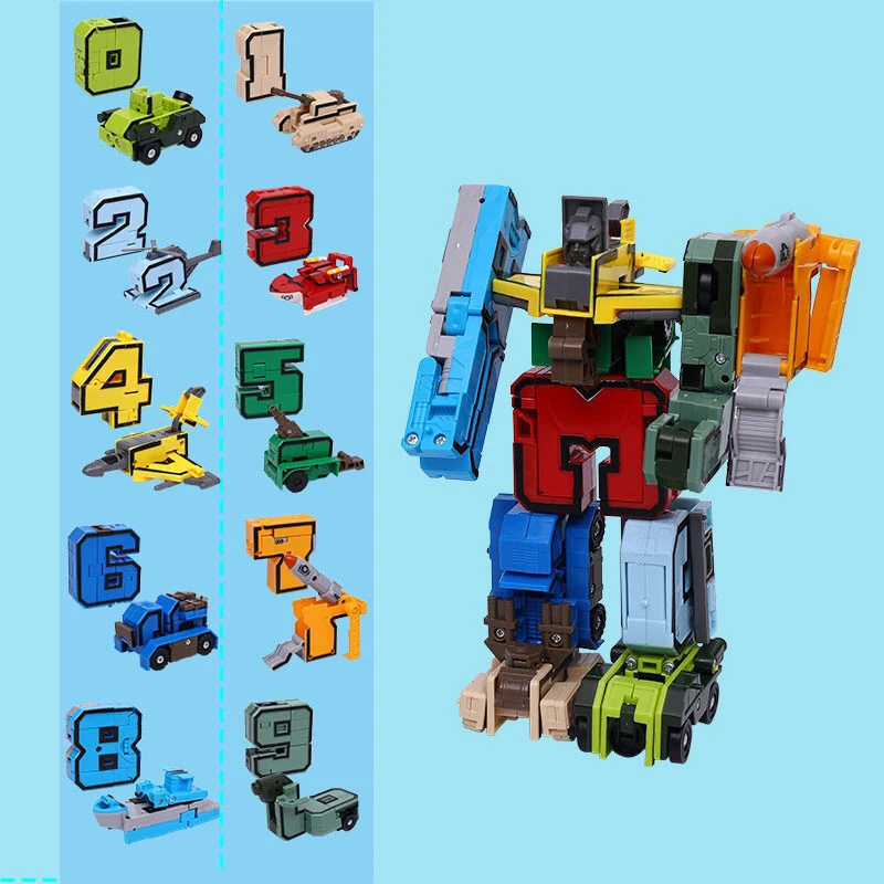 model house kits Creative Number Robot Transformation Robot Assembling Building Blocks Educational Toys Action Figure Deformation Robots Kids Toy model ship building