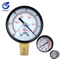 PPortable Dual Scale Dial Gauge 1/4" NPT 1/4" 1/8" BSP Vacuum Pressure Meter Gauge Manometer Dial Display Digital Pressure Gauge