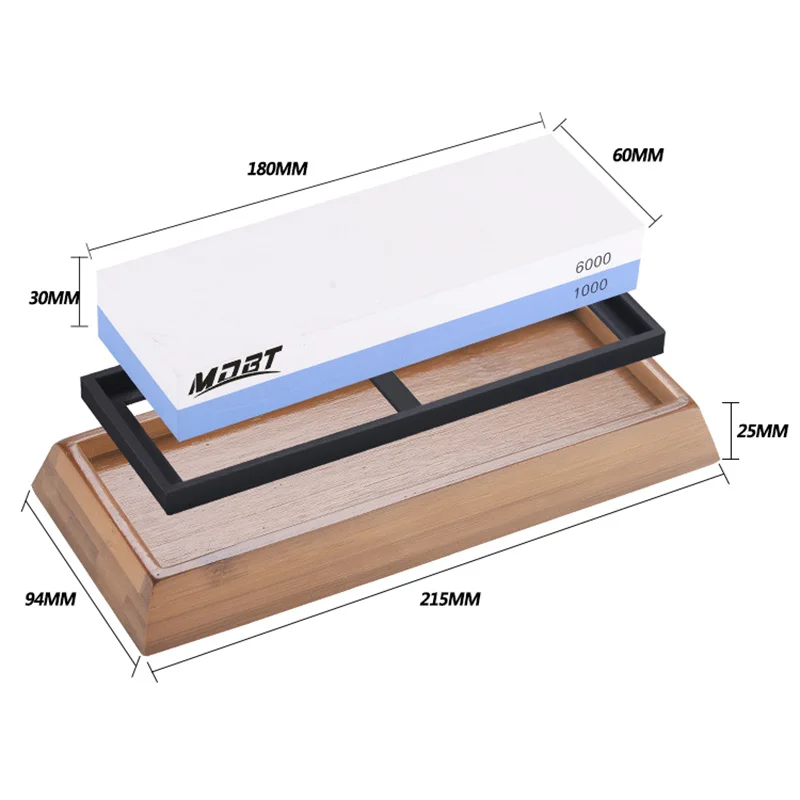 Knife Sharpener Stone Double Side grit whetstone for Kitchen sharpening tool bamboo base Sharpener Angle Guide1000/6000
