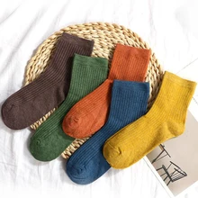 5 пар/лот в полоску, леденцовой расцветки носки для Для женщин длинные хлопковые носки мягкие Повседневное счастливые носки Femme уличной носки, Calcetines meias