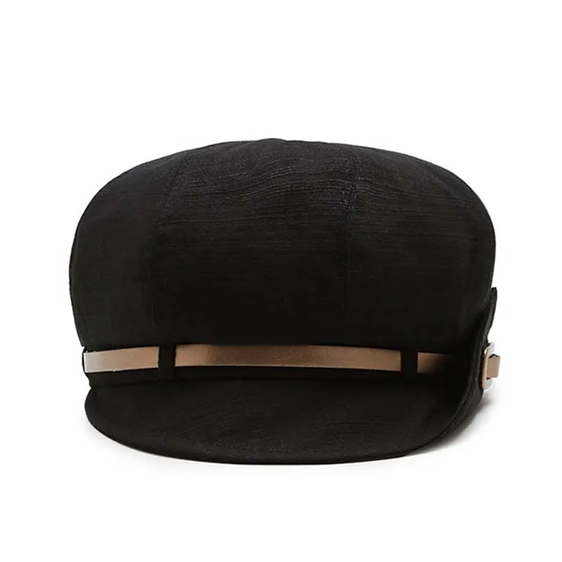 Retro Beret Hats For Women Horizontal Stripes Newsboy Cap High Quality Beret Belt Octagonal Hat Cap
