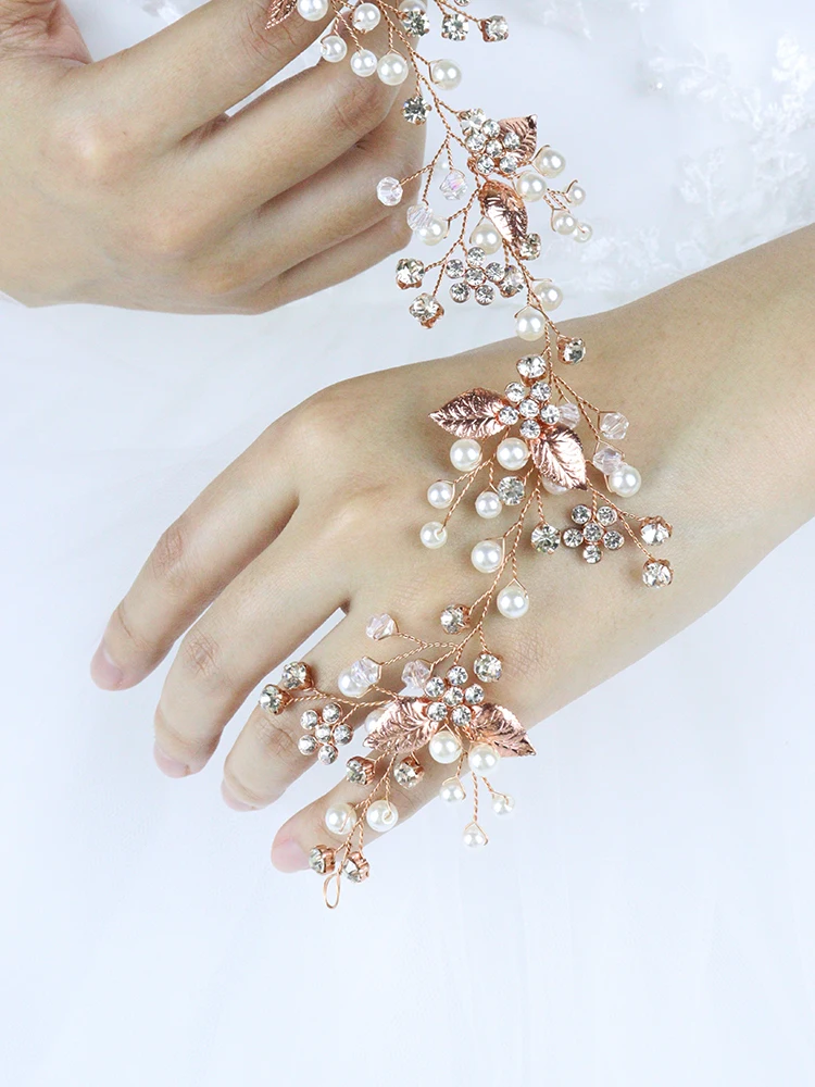 Rose gold Leaves Headbands Floral Hair Vine Women Hairband Tiaras Wedding Party Hair Decoration Bridal Accessories