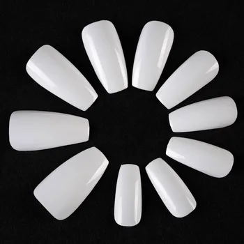 

GW 600pcs/ bag without trace ABS natural artificial nail tip fully covered with short coffin ballerina nail art nail tips