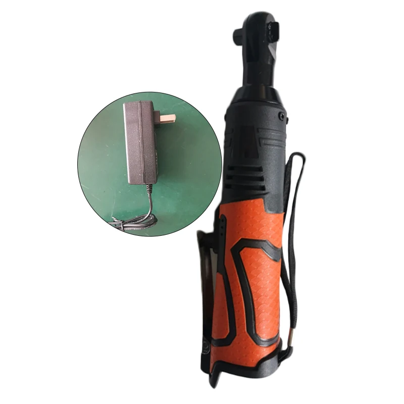 

18V 3/8 Inch 55Nm Electric Cordless Right Ratchet Angle Wrench With Charger Tool Orange Accessories