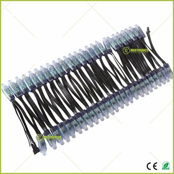 

100pcs DC5V/DC12V WS2811 IC 12mmRGB Led Module String black wire LED Pixel Light Digital Full Color Waterproof IP68 Super bright