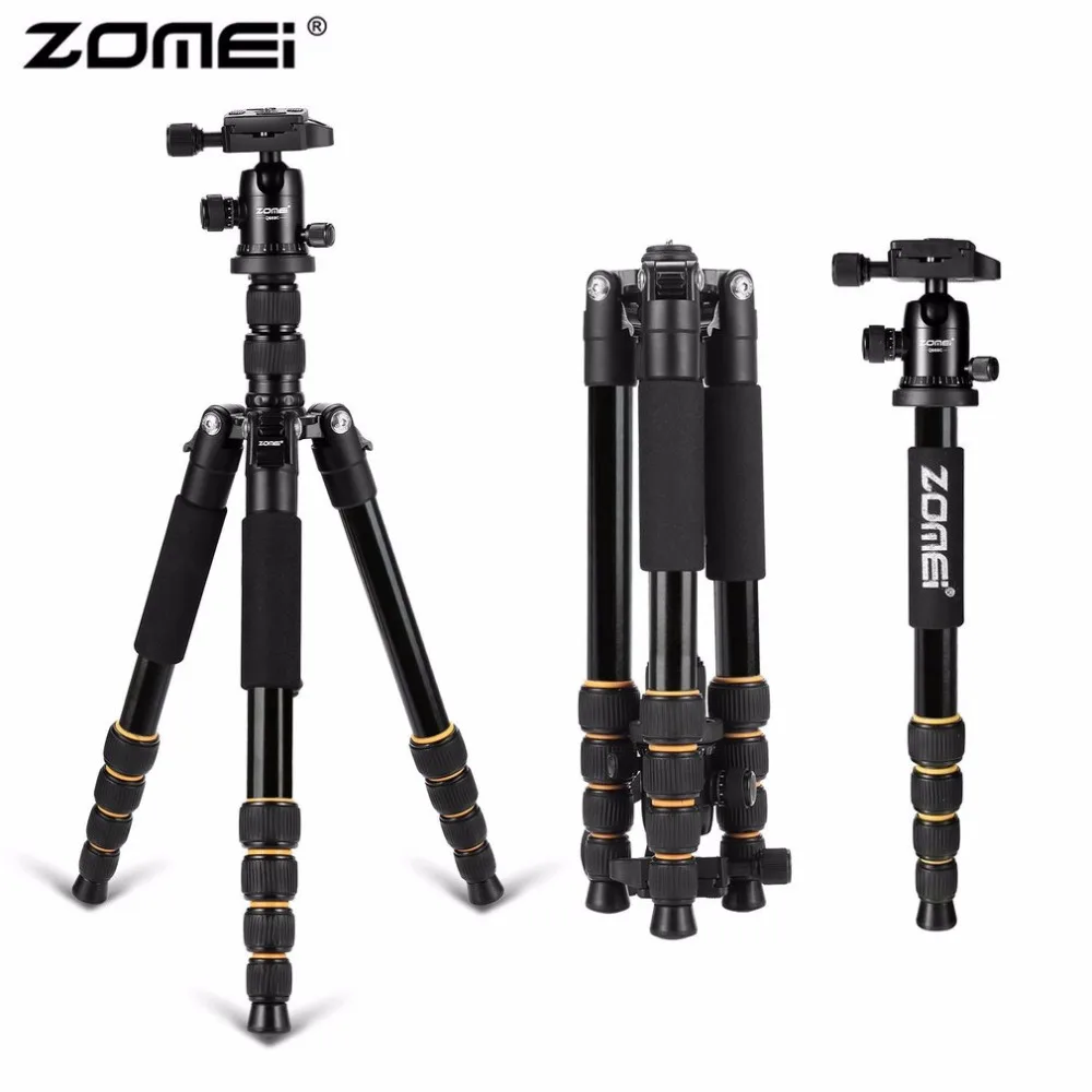 Zomei Q666 Professional Camera Tripod Lightweight Portable Travel Aluminum Monopod With 360 Degree Ball Head For DSLR Camera