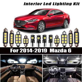 

13pcs White Bulbs Car LED Interior Reading Ceiling Light Kit Fit For Mazda 6 2014-2017 2018 2019 Trunk Cargo Door License Lamp