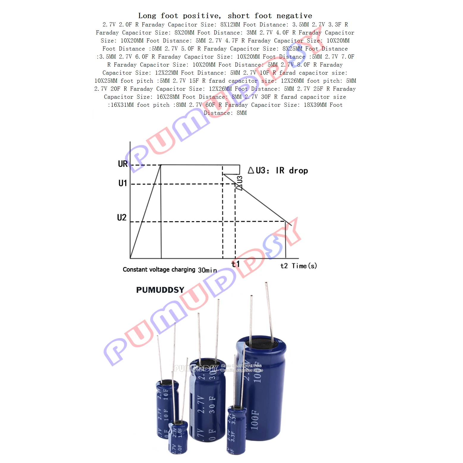 2 Stück Super kondensator Farad Kondensator 2,7 V 2f 3,3 f 4f 4,7 f 5f 6f 7f 8f 10f 15f 20f 25f 30f 60f – Detail 2