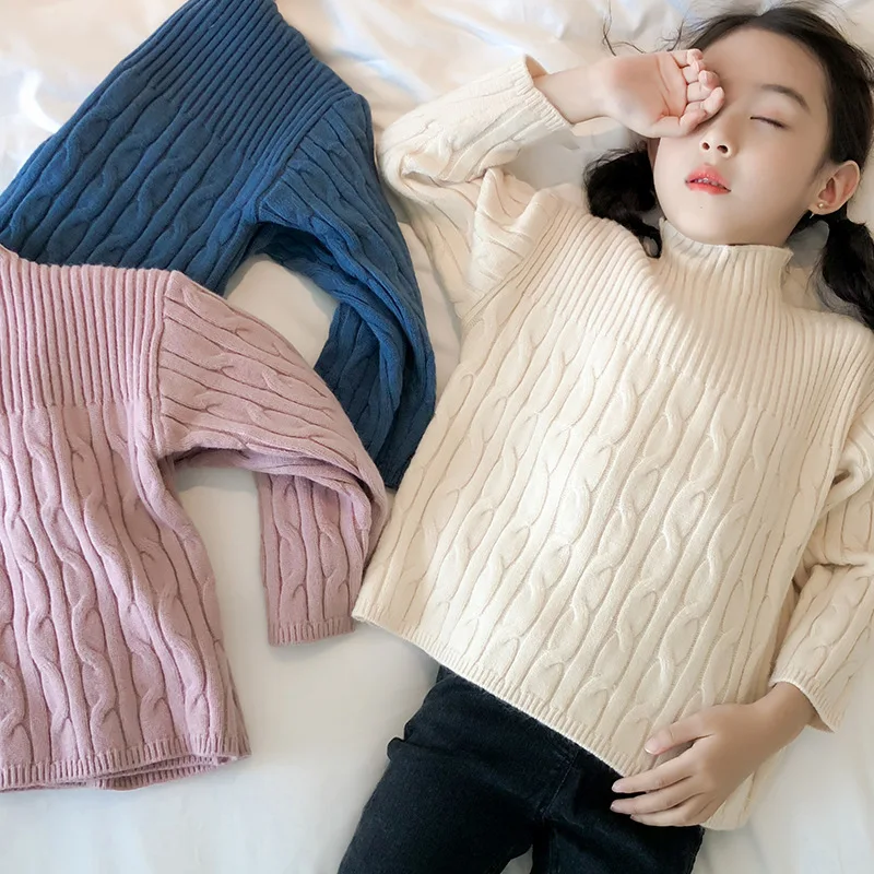 

Korea Style Pullover Sweater for Girls Gift for Teenagers Kids Winter Wear Turtleneck Knitted Jacket Girls Clothes for 2-9 Years