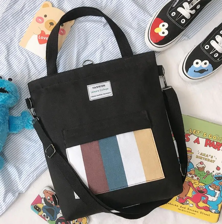 Синий New Canvas Women bag travel college school bags handbag girl shoulder backpacks shipping bag cosmetic drawstring bags BH90 - Цвет: Синий