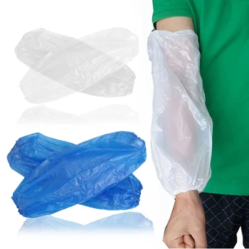 

100 Pcs Non Toxic Protective Arm Durable Salon Household Plastic Hotel Sleeves Cover Elastic Waterproof Cleaning Disposable