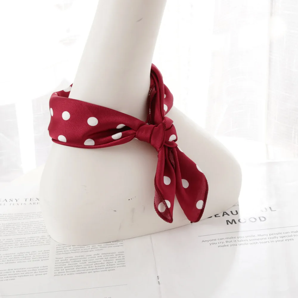 New Fashion Dots Silk Square Scarf Women 50cm Neck Head Scarfs Office Lady Hair Kerchief Shawl Head Tie Handkerchief 2