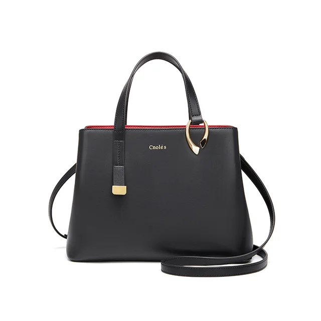 Cnoles Bags for Women 2021 Brand Women Hangbags Genuine Leather Solid Color Satchel Shoulder Tote Top-handed Bags Top Quality DESIGN 03