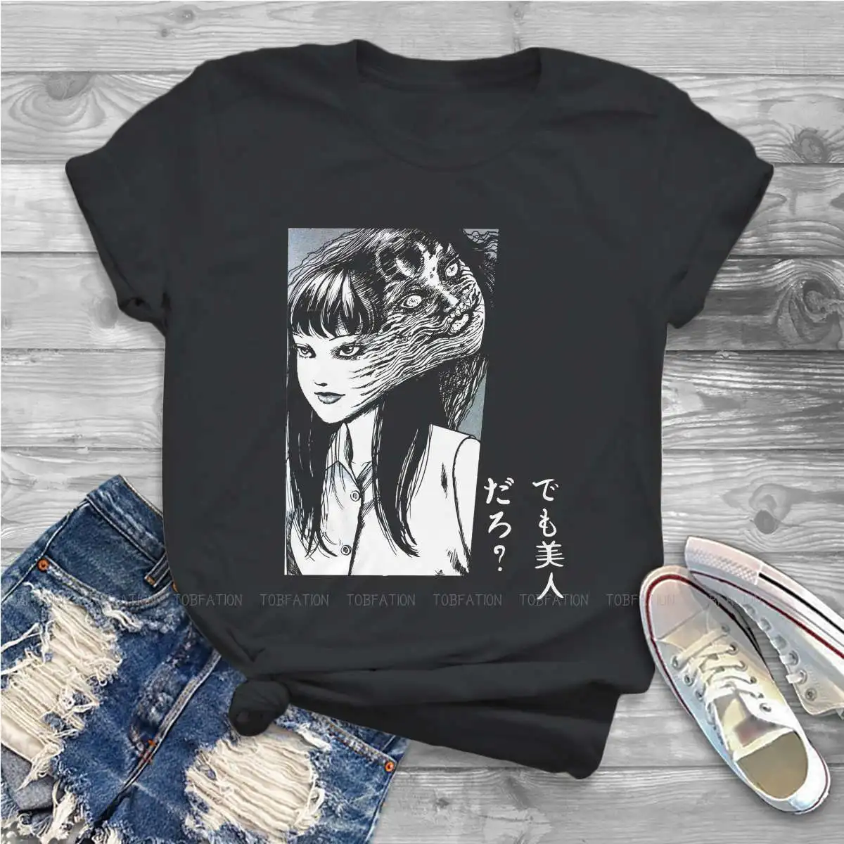 

Tomie Collection Female Shirts Junji Ito Big size Vintage Women Top Harajuku Casual Feminine Blusas
