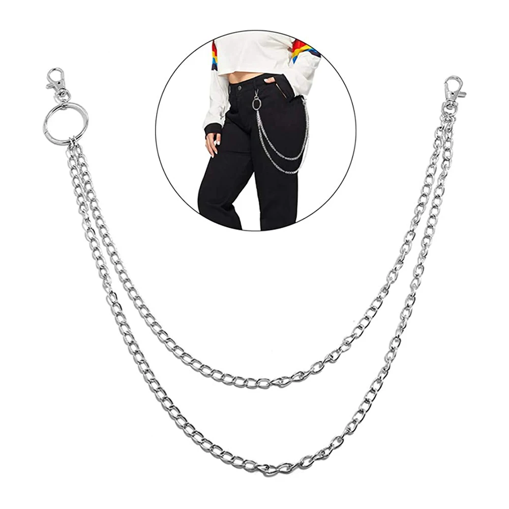 Punk Hip-hop Trendy Single Fashion Unisex Multi-layer Pants Jeans Wallet  Pocket Chain Keychain Clothing Accessories Jewelry