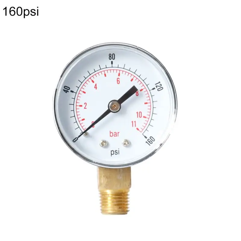 160psi Манометр 52 мм 1/" BSPT вертикальный 15,30, 60100150300 фунтов/кв. дюйм& бар нижнее Крепление - Цвет: 160psi