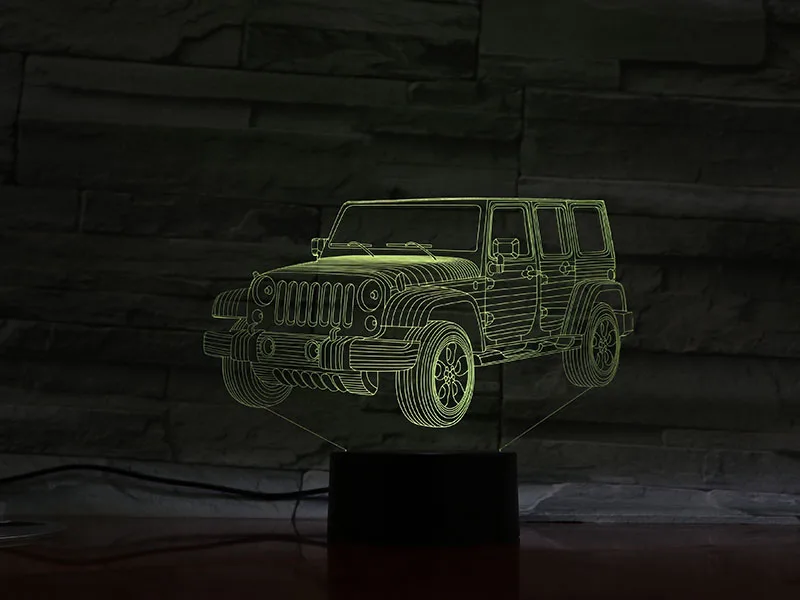 3D лампа Jeep на батарейках изменение цвета с пультом дистанционного управления