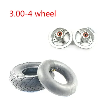 

3.00-4 Tire Wheel 10 Inch Tyre and Inner Tube +4 Inch Alloy Rims Hub for Electric Scooter Gas Scooter Bike Motorcycle