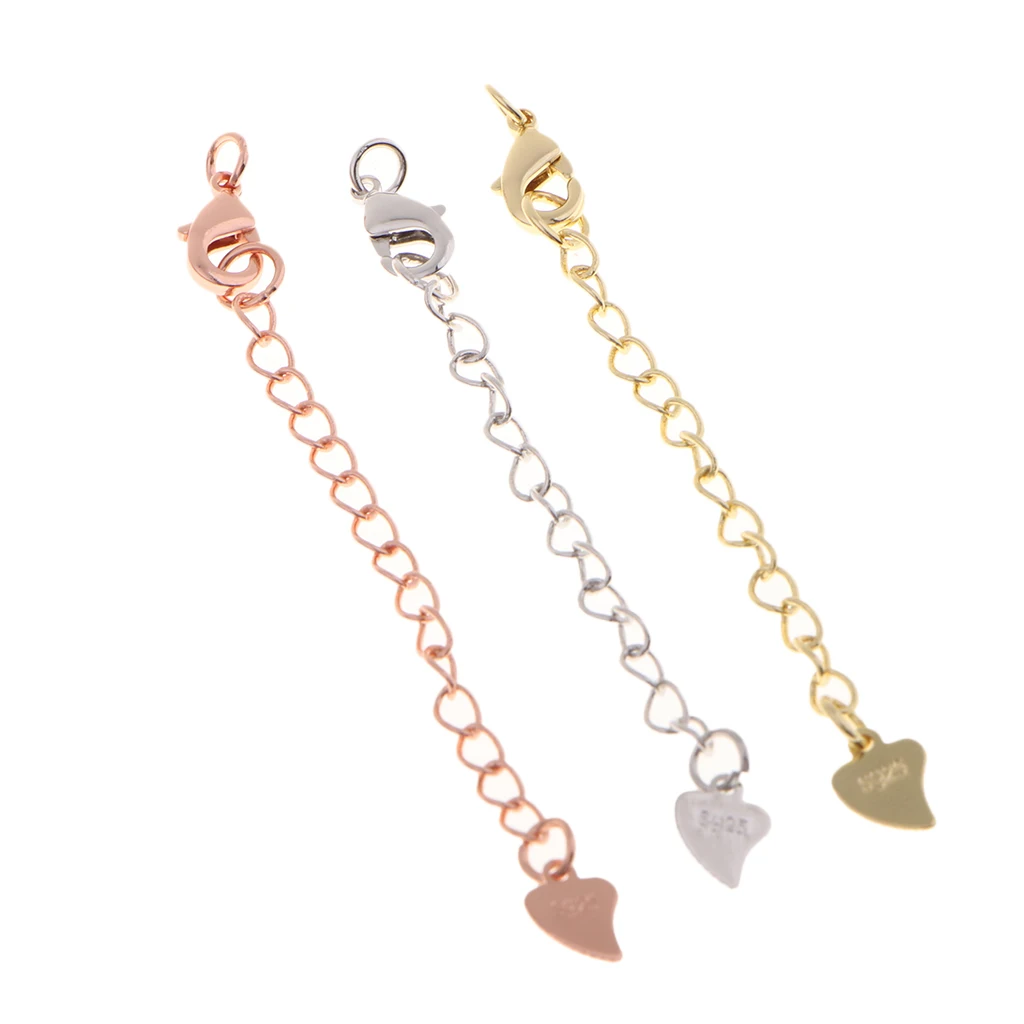 3Pcs Chain Extender Jewelry Necklace Lobster Clasps and Closures for Necklace Bracelet Jewelry Making Supplies