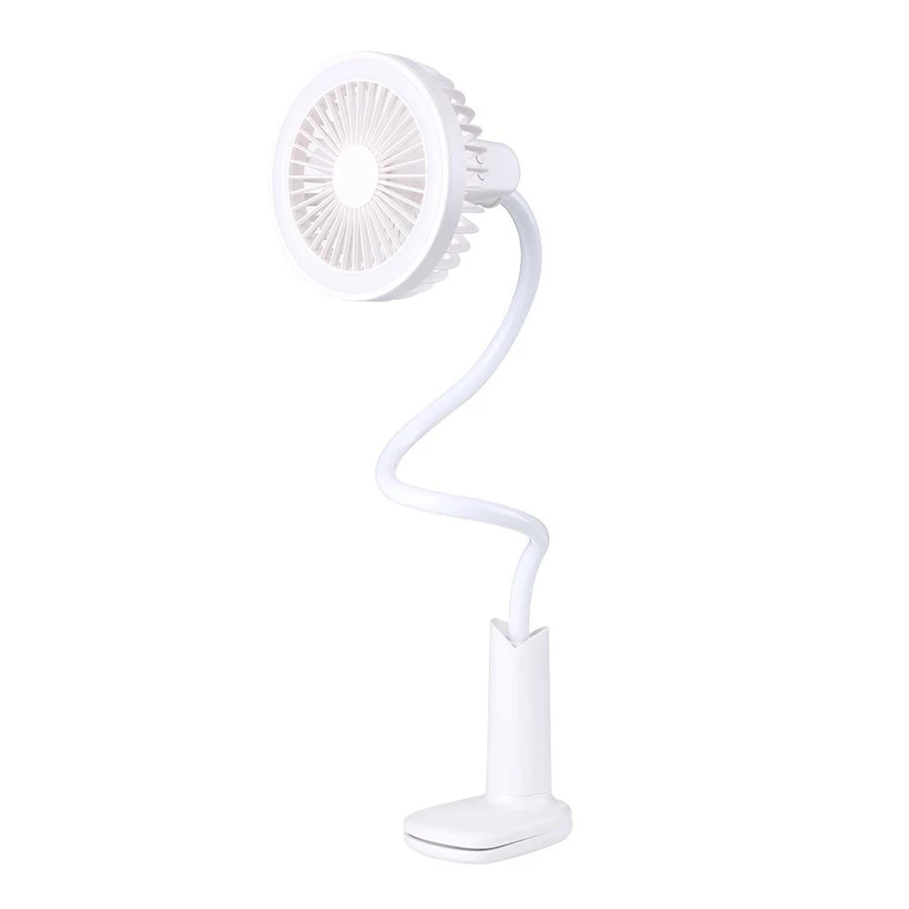 Stroller Clip on Fan Desk USB LED Lamp Fan 2 Speeds &2 Brightness 1500mAh for Travel Office Home