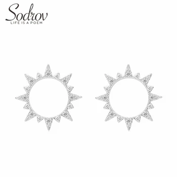 

SODROV 925 Sterling Silver Earrings Sun Flower Earrings Stud Earrings for Women Fine Party Silver 925 ewelry