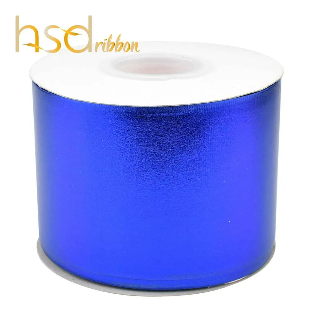 

Hsdribbon 75mm 3inch Soild Dark Blue Foil on grosgrain ribbon 50Yards/Roll