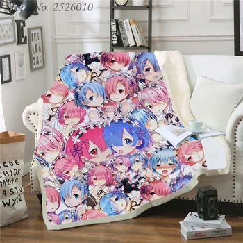 

Throw Blanket Re: Life a Different World from Zero Rem 3D Blanket For Kids Girls Sherpa Blanket Couch Quilt Cover Travel 04