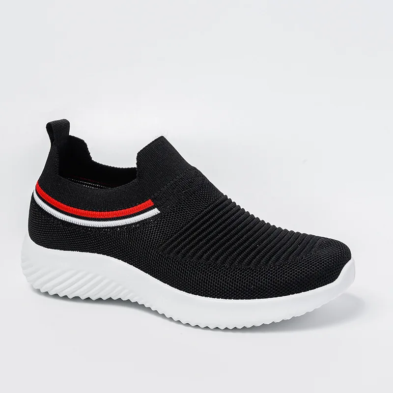 

2020 New Spring Women Shoes Casual Flying Weaving Breathable Light Comfortable Female Sneakers Slip on Flat Heel Big Size