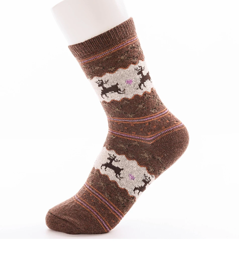 Милые рождественские женские носки с героями мультфильмов; 1 пара; сезон осень-зима; теплые новогодние носки с принтом оленя; красные, белые женские хлопковые носки