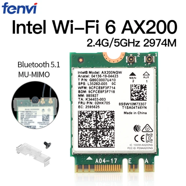 Dual Band Wireless M.2 Wifi6 Intel AX200 2974Mbps Bluetooth 5.1 802.11ax MU-MIMO NGFF Laptop WiFi Card AX200NGW Windows 10 1
