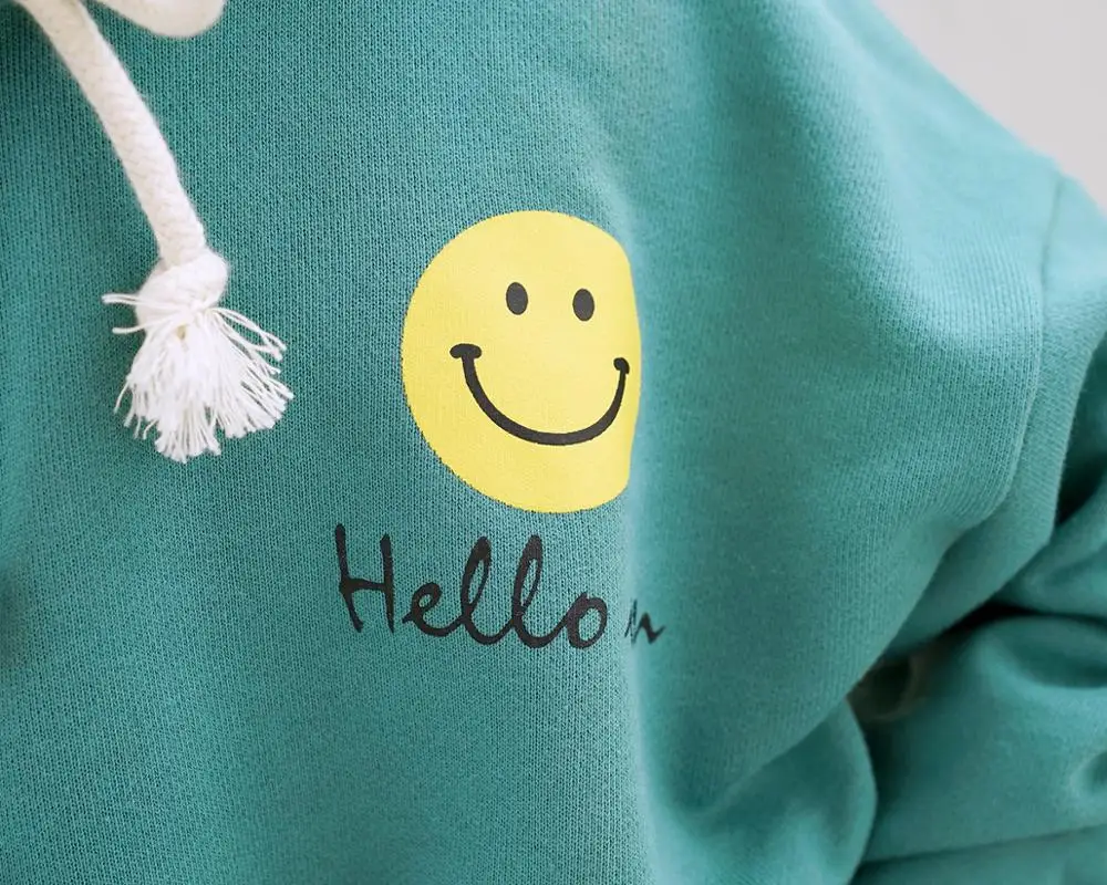Одинаковые комплекты одежды для всей семьи с капюшоном и принтом «HELLO Smile», свитшоты Спортивная одежда для мамы, папы и детей, для мальчиков и девочек, одежда с карманами для мамы, папы и ребенка