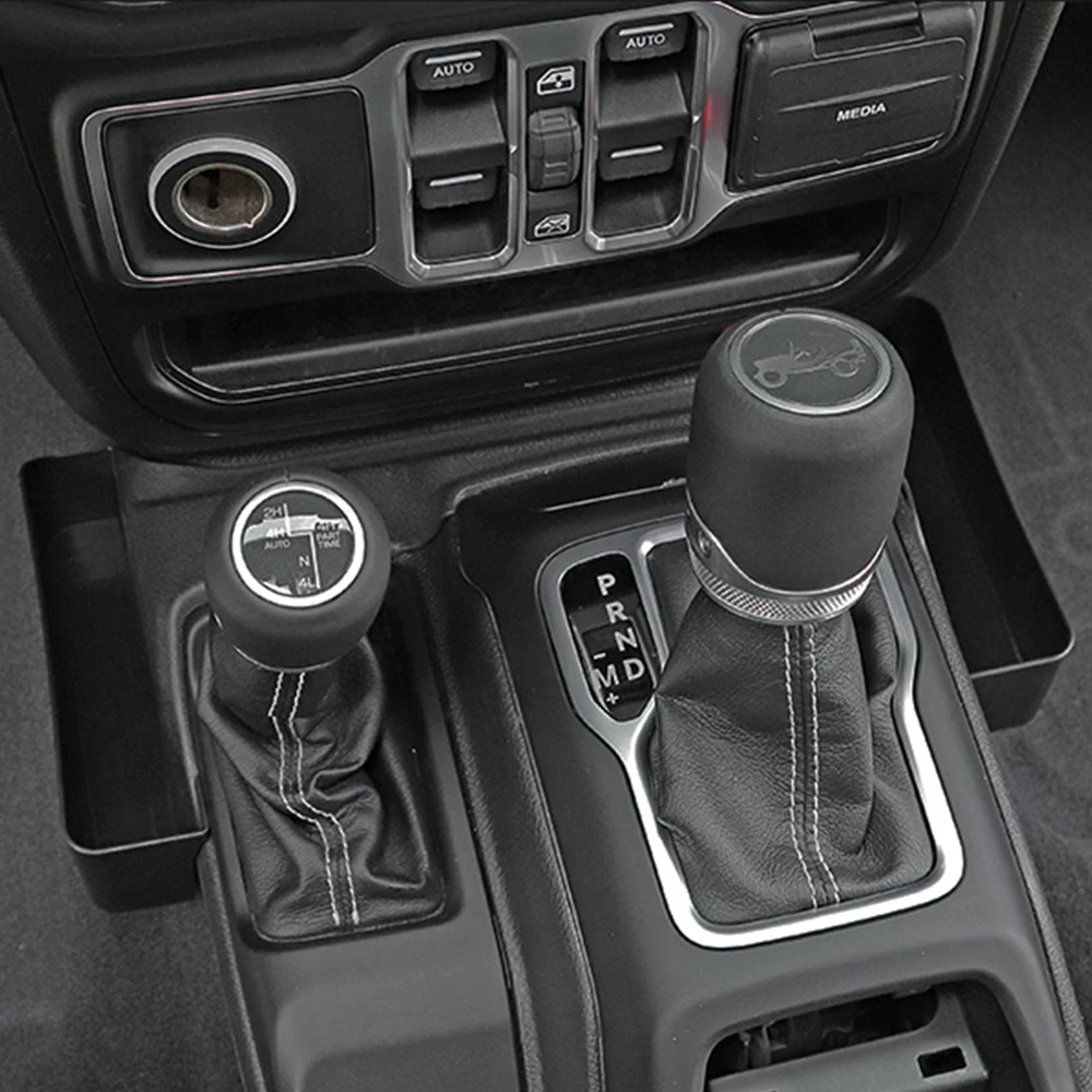 Car Gear Shift Storage Box Gear Shifter Side Tray Pallets Stowing Tidying Organizer Case Fit For Jeep Wrangler JL 2018 2019