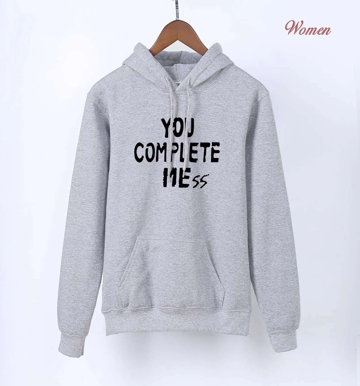 gray 1 Забавные толстовки для взрослых с надписью You Complete Mess Me Harajuku, толстовка, весна-осень, Kawaii, женская синяя Толстовка с капюшоном, Повседневная Уличная одежда, S-XXL - Цвет: gray 1