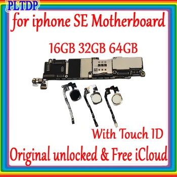 

16GB /32GB /64GB for iphone SE Motherboard with Touch ID Plate Original unlocked for iphone 5SE SE Logic board 100% tested