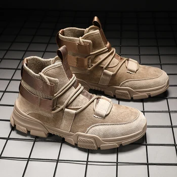 

Spring Autumn Outdoor Leather Boot Men Mid-Top Casual Boots Men Comfortable Mens Fashion Boot Good Quality Work Boots Mens Brand