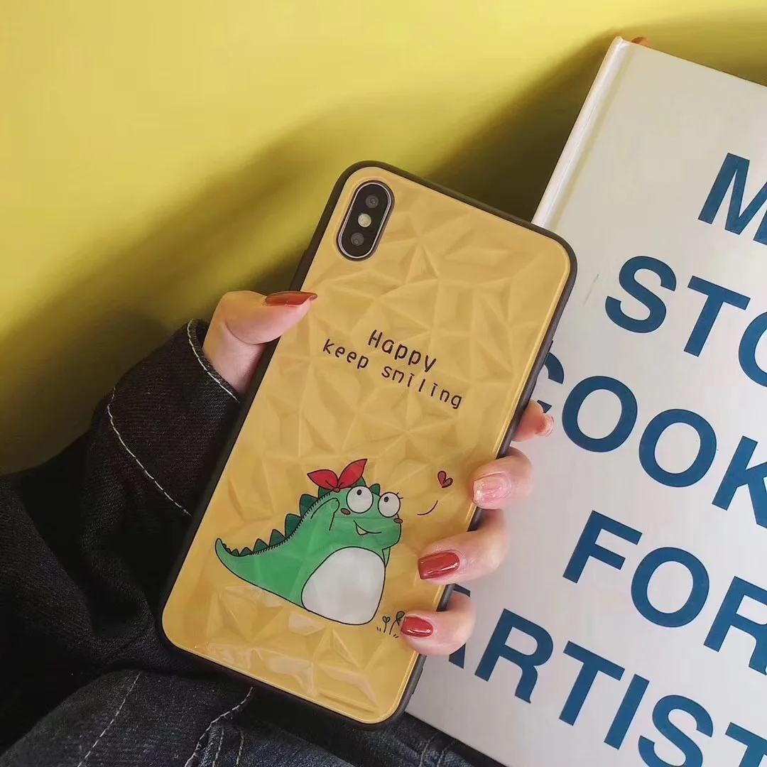 INS Fat Dinosaur Applicable iphonexax Diamond Pattern XR Phone Case iPhone 8 Plus Shatter-resistant 7 Protective Case 6s