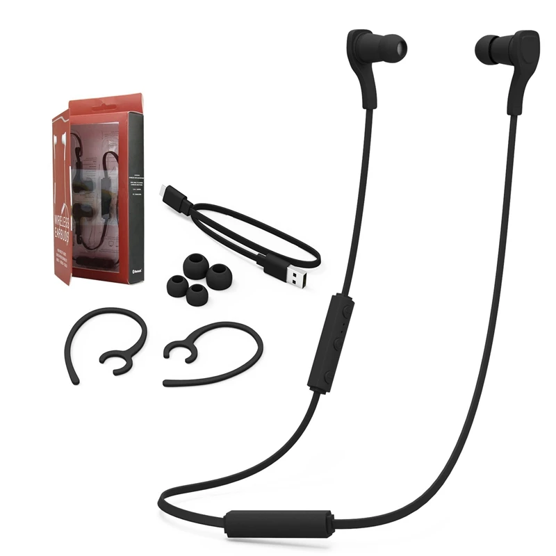 Bt-H06 Спортивная bluetooth-гарнитура с микрофоном, стереогарнитура, водонепроницаемые наушники для Android Ios, телефон, черный пластик