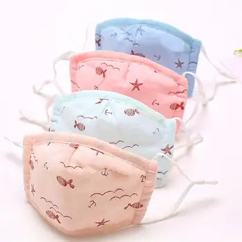 

2PCS kids Cute Cartoon Mouth Cover Breathable Adjustable Anti Dust Mouth Mask Cotton Washable Mask for Baby