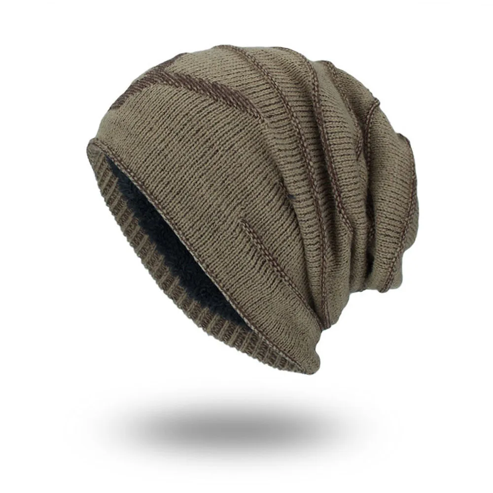 Зимняя вязаная шапка для мужчин и женщин, вязаная крючком, мешковатая вязаная шапка, шапочка, однотонные теплые уличные шапки унисекс