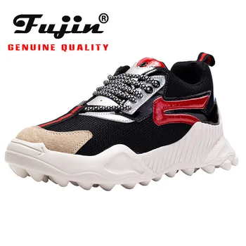 

fujin Genuines Sneakers Women Thick Bottom Autumn Dropshipping Fashion Breathable Muffin Bottom Cross Tied Leisure Shoes