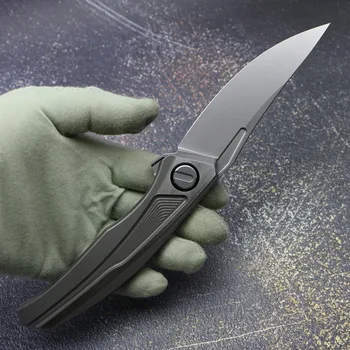 

quantum flipper folding knife D2 blade TC4 titanium handle outdoor camping hunting tactics pocket fruit knives EDC