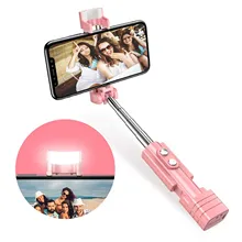 Gosear Мини Портативная селфи-палка, выдвижная Беспроводная Bluetooth монопод, подставка со светодиодным наполнителем, светильник для сотового телефона 3-6,5 Дюймов