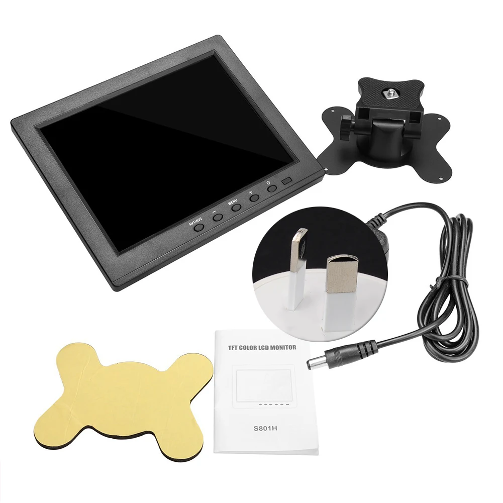HDMI Input Rearview TFT 8 Inch For PC Accessories Parking BNC Video Audio Car VGA Portable LCD Monitor Interior HD Computer