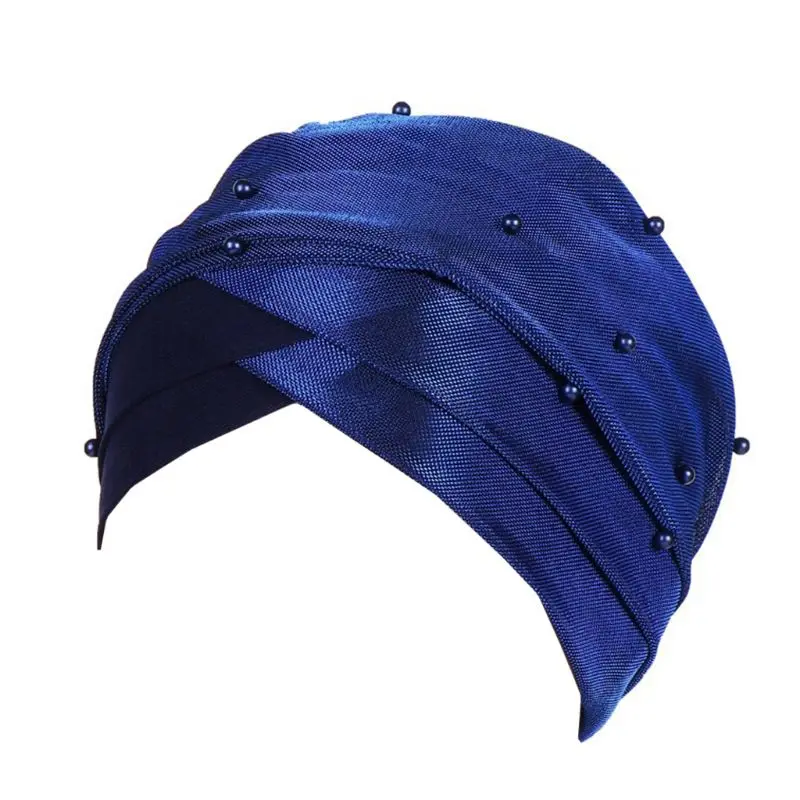 H Muslim Women Hijab Beads Elastic Turban Hat Chemo Cancer Arabic Head Scarf Wrap - Цвет: H