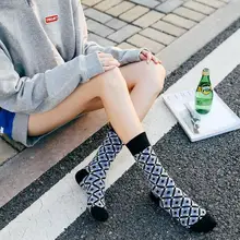 Высококачественные женские носки Брендовые женские осенние зимние носки с бриллиантовым узором Модные женские носки