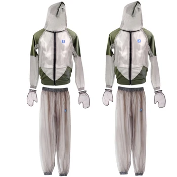 

2x Anti-mosquito Suits Insect Protective Mesh Hooded Suits Fishing Gardening