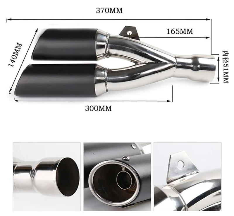 51 мм мотоцикл глушитель выхлопной трубы Akrapovic двухрядные для Z800 R1000RR NC700 R3 GW250 CBR300 RC390