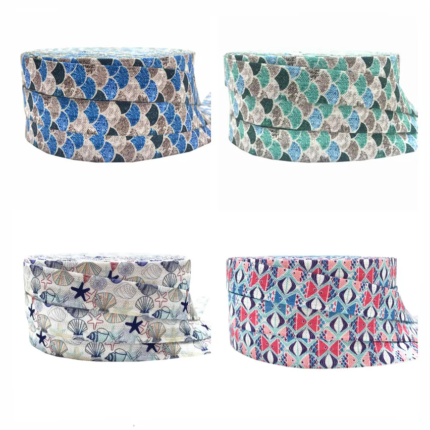 

Эластичная Повязка на голову с принтом в виде рыбьей чешуи, морской звезды, 16 мм, головной убор ободок декор, оптовая продажа
