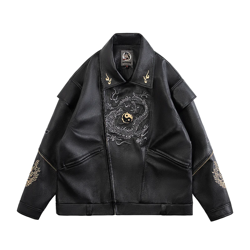 

Winter Thin Men's Casual Long-sleeved Leather Jacket Stylish Solid Color Lapel Slim PU Leather Men's Jacket Black Punks Jacket